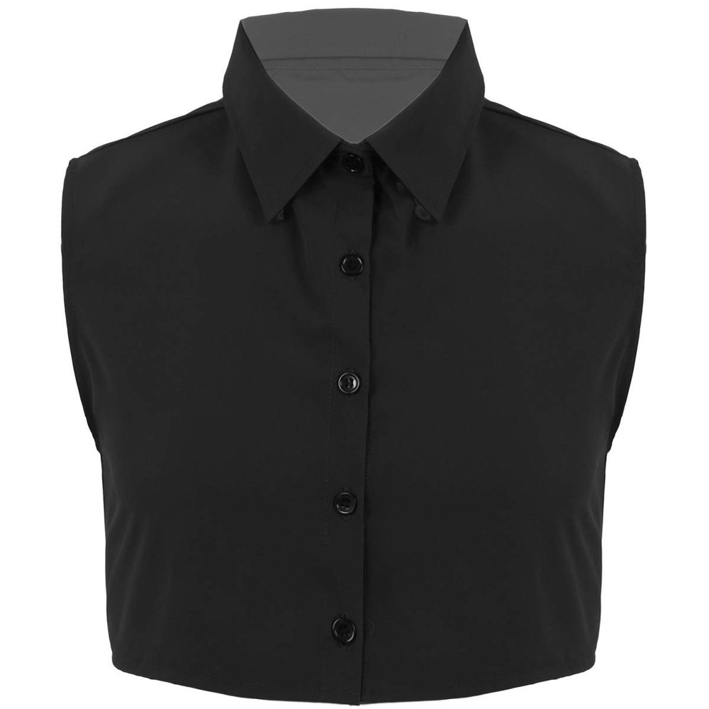 ACSUSS Mens Fashion Fake Collar Detachable Dickey Collar Solid Color Decorative Half Shirts False Collar Black Large