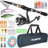 PLUSINNO Fishing Rod and Reel Combo,Fishing Pole,Telescopic Fishing Rod Kit with Spinning Reel, Telescopic Fishing Pole with Carrier Bag for Freshwater Saltwater for Men Women view 1