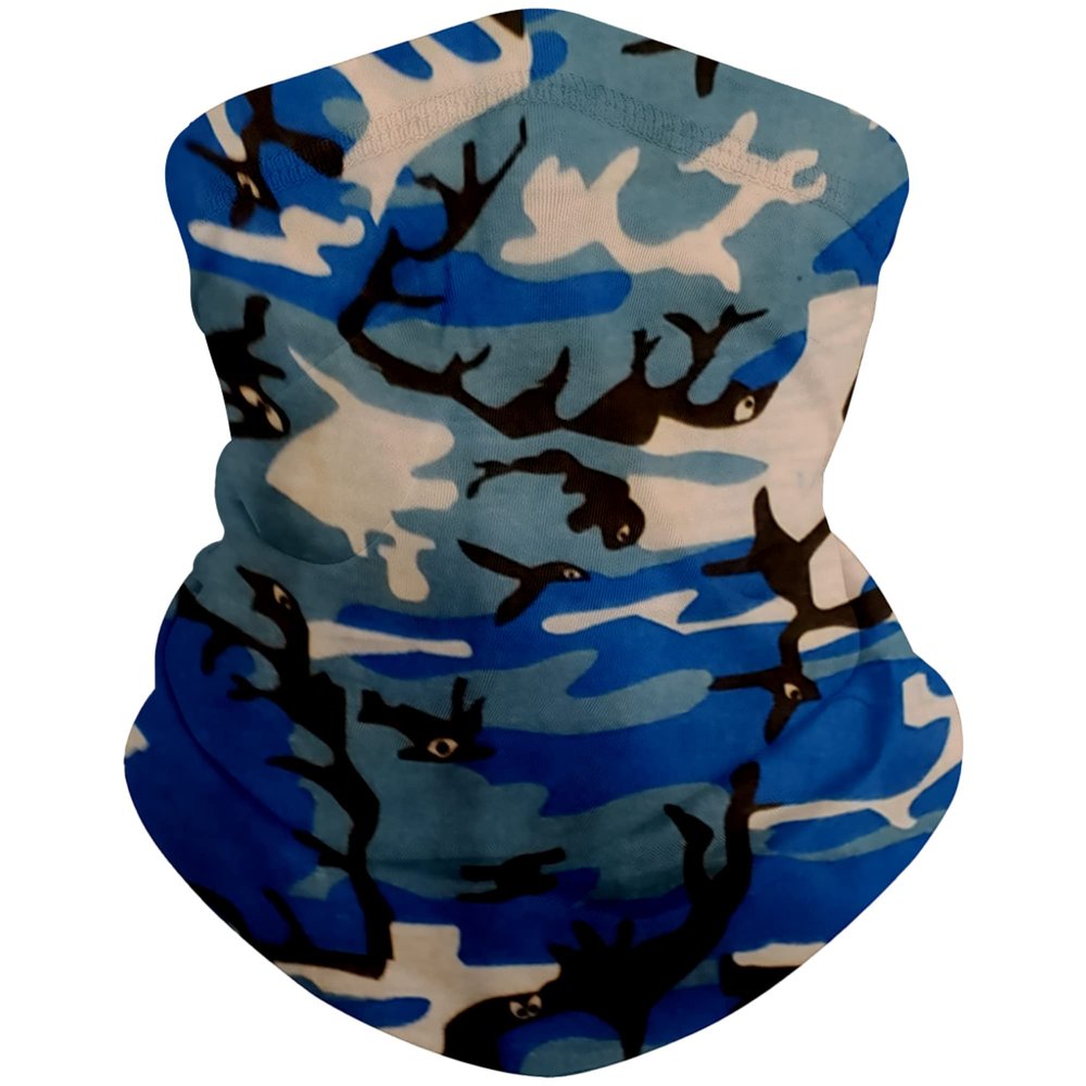 ARMORAY Face Mask Balaclava Neck Gaiter Reusable Washable Bandana Headwear Headband for Men & Women Hiking Cycling Fishing Masks (BLUE CAMO)
