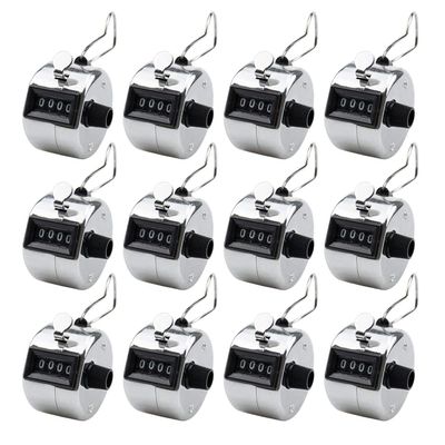 Foraineam 12 Pack Hand Tally Counters Digital Lap Counter Clicker Handheld 4 Digit Mechanical Number Click Counter