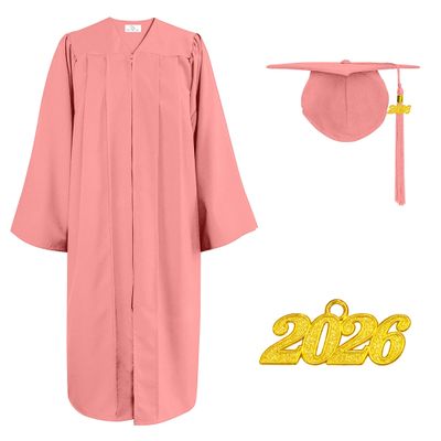 Happy Secret Unisex Matte Graduation Cap Gown Tassel Set with 2026 Year Charm for High School & College Graduates