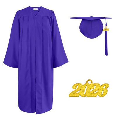 Happy Secret Unisex Matte Graduation Cap Gown Tassel Set with 2026 Year Charm for High School & College Graduates