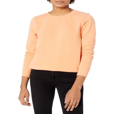 Amazon Essentials Women's Fleece Crewneck Pullover Sweatshirt (Available in Plus Size), Melon Orange, XX-Large