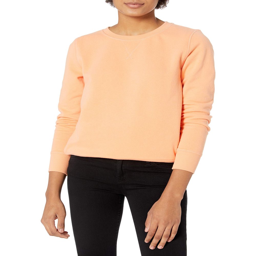 Amazon Essentials Women's Fleece Crewneck Pullover Sweatshirt (Available in Plus Size), Melon Orange, XX-Large