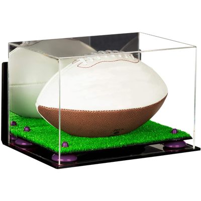 Football Display Case, Durable Clear Display Case with Mirror & Truf Base, Wall Mounted Case for Full Size Footballs, Sports Memorabilia, Collectibles, Keepsakes, Autographed Balls Items (A004-PR)