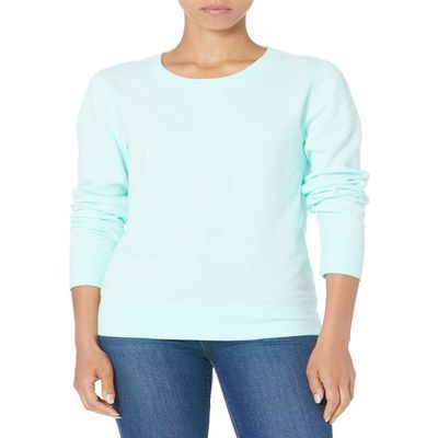 Amazon Essentials Women's Fleece Crewneck Pullover Sweatshirt (Available in Plus Size), Aqua Blue, Large