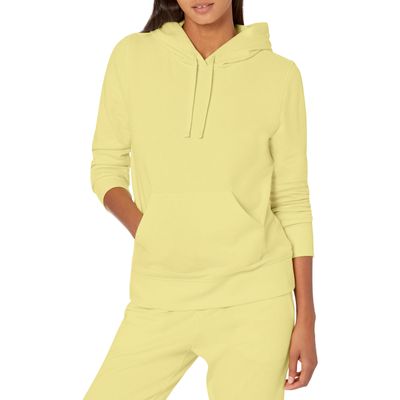 Amazon Essentials Women's Regular-Fit Midweight Fleece Pullover Hoodie with Kangaroo Pocket (Available in Plus Size), Light Yellow, Medium