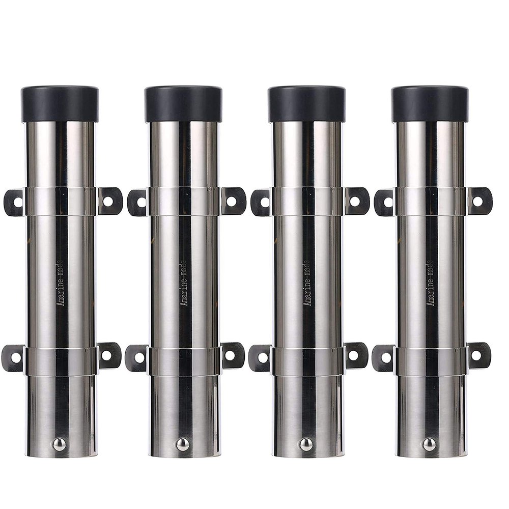 Amarine Made 4-Pack Boat Marine Fishing Stainless Steel Side Mount Rod Holders with Brackets-7743S