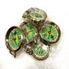 Antique Nautical Pocket Green Dial Compass 2" Brass Navigation Pocket Compass Set of 5 view 1