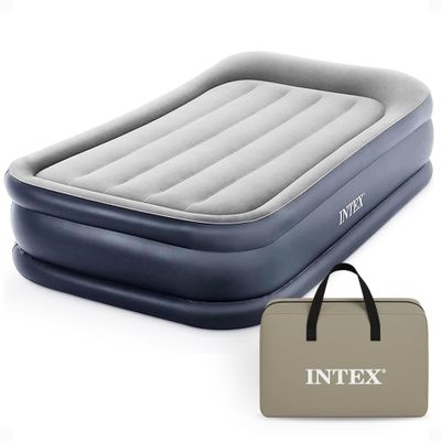 Intex 64131ED Dura-Beam Plus Deluxe Pillow: Fiber-Tech Twin Size Built-in Electric Pump 16.5in Bed Height 300lb Weight Capacity