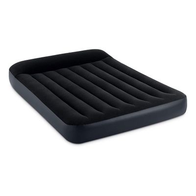 INTEX 64147ED Dura-Beam Standard Pillow Rest Air Mattress: Fiber-Tech Full Size Built-in Electric Pump 10in Bed Height 600lb Weight Capacity
