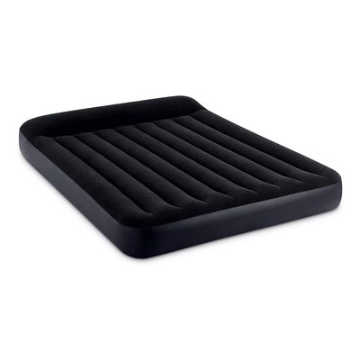 INTEX 64149ED Dura-Beam Standard Pillow Rest Air Mattress: Fiber-Tech Queen Size Built-in Electric Pump 10in Bed Height 600lb Weight Capacity