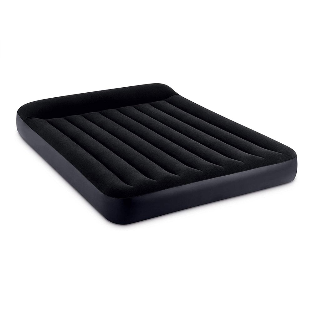 INTEX 64149ED Dura-Beam Standard Pillow Rest Air Mattress: Fiber-Tech Queen Size Built-in Electric Pump 10in Bed Height 600lb Weight Capacity