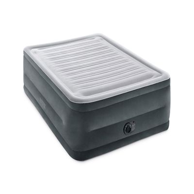 Intex 64417ED 22in Queen Dura-Beam Comfort Plush High-Rise Inflatable Air Mattress with Built in Pump for Travel and Camping, 600lb Weight Capacity