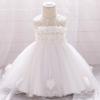 Baptism Dresses for Baby Girls Infant Christening Wedding Bridesmaid Tutu Tulle Princess Lace Floral Embroidery 1st 2nd Birthday Party Pageant Easter Formal Dedication Ruffle Summer Gown White 6-12M view 2