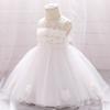 Baptism Dresses for Baby Girls Infant Christening Wedding Bridesmaid Tutu Tulle Princess Lace Floral Embroidery 1st 2nd Birthday Party Pageant Easter Formal Dedication Ruffle Summer Gown White 6-12M view 3