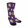 Custom Personalized Photo Socks Pet Face Printed Dark Purple Crew Socks for Dad Men Friends Father's Day Decor view 1