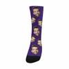 Custom Personalized Photo Socks Pet Face Printed Dark Purple Crew Socks for Dad Men Friends Father's Day Decor view 2