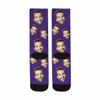 Custom Personalized Photo Socks Pet Face Printed Dark Purple Crew Socks for Dad Men Friends Father's Day Decor view 4