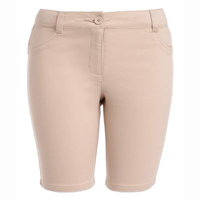 Nautica Girls' School Uniform Stretch Bermuda Short, Khaki, 10.5