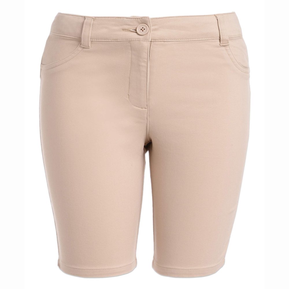 Nautica Girls' School Uniform Stretch Bermuda Short, Khaki, 10.5