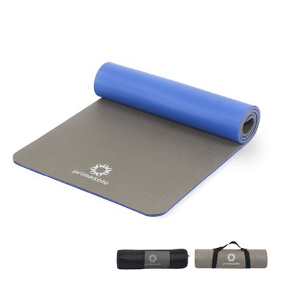 Primasole Yoga Mat Eco-Friendly Material 1/2"(10mm) Non-Slip Yoga Pilates Fitness at Home & Gym Twin Color Earth Brown/Blue PSS91NH075A