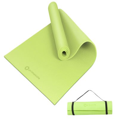 Primasole Yoga Mat with Carry Strap for Yoga Pilates Fitness and Floor Workout at Home and Gym 1/4 thick (Lime Green Color) PSS91NH004A