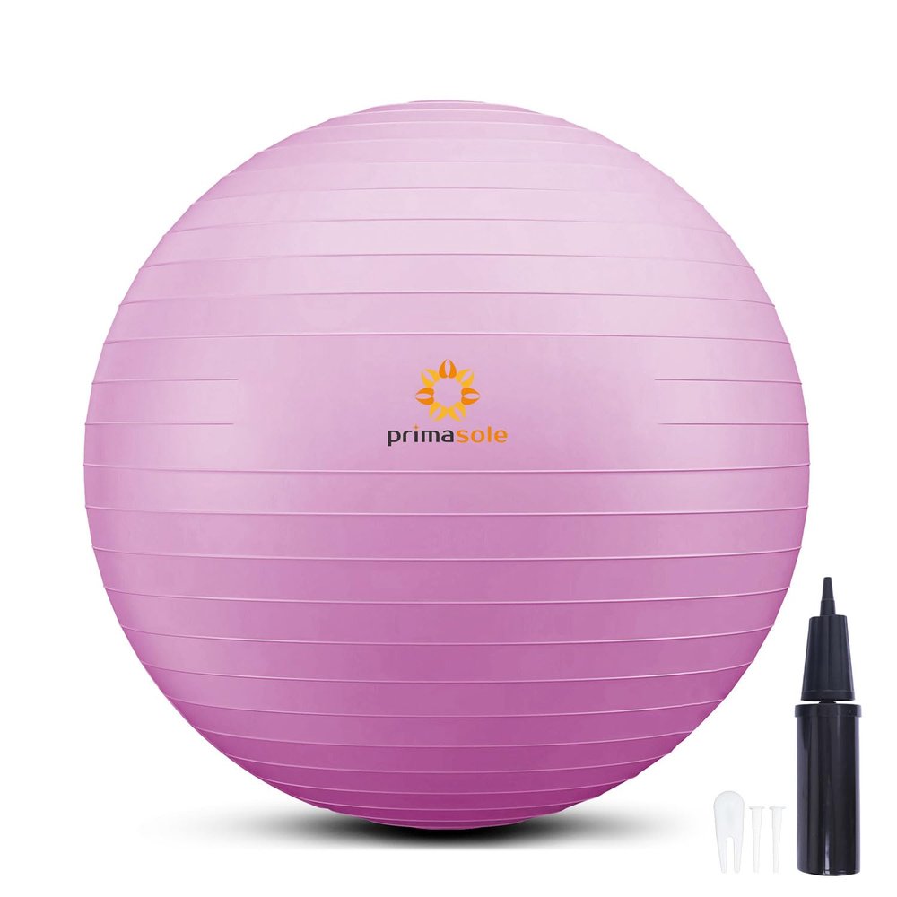 PRIMASOLE Exercise Ball for Balance Stability Fitness Workout Yoga Pilates at Home Office & Gym 55cm Nail Pink, 21.7 inch & 55 cm