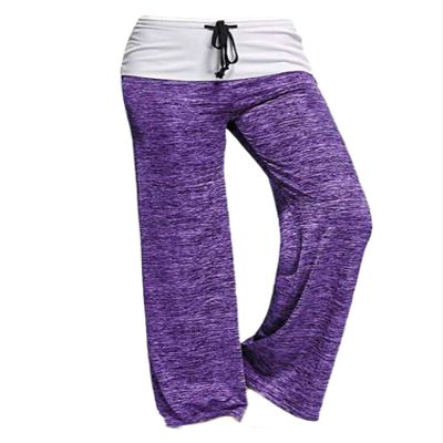 Andongnywell Women Comfy Palazzo Pants Casual High Waist Drawstring Wide Leg Trousers (Purple,Medium)