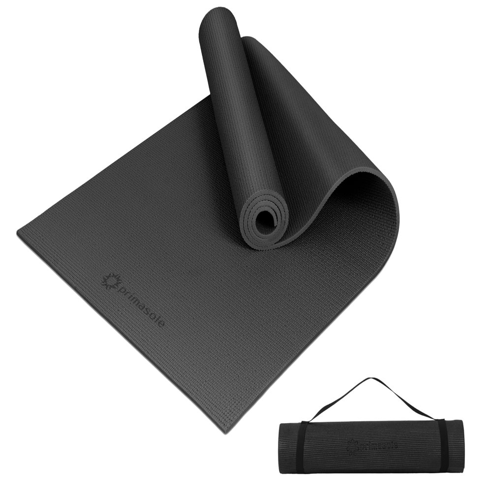 Primasole Yoga Mat with Carry Strap for Yoga Pilates Fitness and Floor Workout at Home and Gym 1/3 thick (Black Color) PSS91NH045A