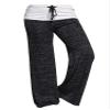 Andongnywell Wide Leg Pants Women Print High Waist Loose Casual Drawstring Trousers (Black,Small) view 1