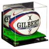 Better Display Cases Acrylic Rugby Ball Display Case with Mirror, Wall Mount, Green Risers and Turf Base (A004-GRR) view 1