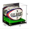 Better Display Cases Acrylic Rugby Ball Display Case with Mirror, Wall Mount, Green Risers and Turf Base (A004-GRR) view 2