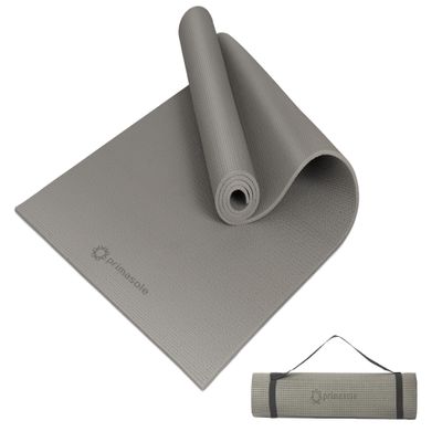Primasole Yoga Mat with Carry Strap for Yoga Pilates Fitness and Floor Workout at Home and Gym 1/4 thick (Earth Brown Gray Color) PSS91NH004A