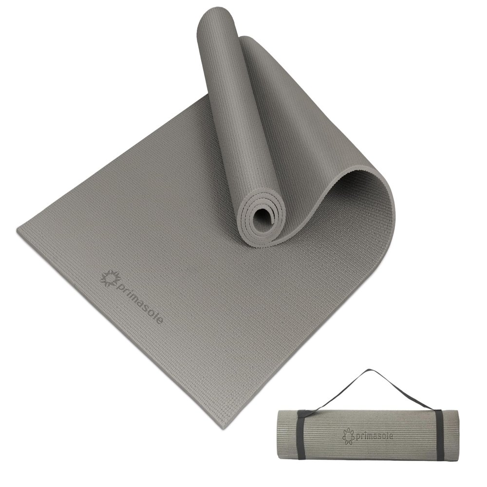 Primasole Yoga Mat with Carry Strap for Yoga Pilates Fitness and Floor Workout at Home and Gym 1/4 thick (Earth Brown Gray Color) PSS91NH004A