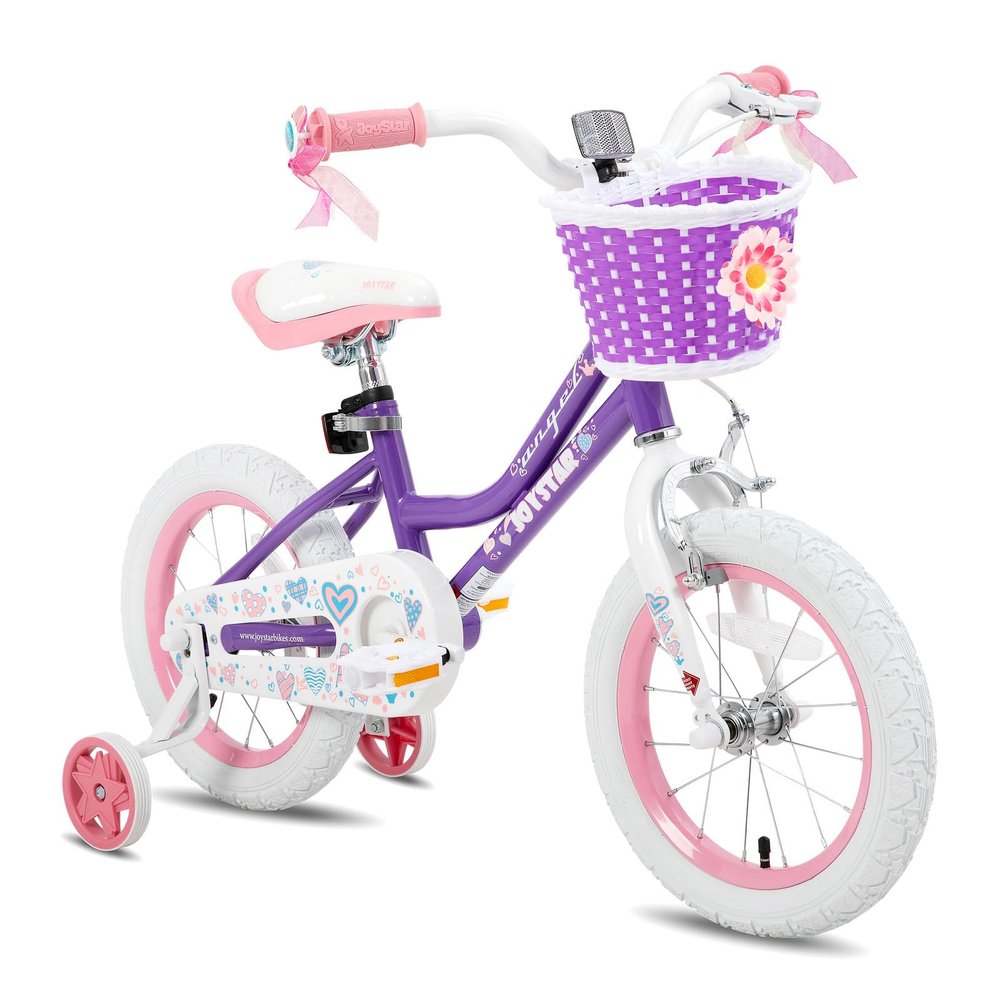 JOYSTAR 14 Inch Girls Bikes Toddler Bike for 3 4 5 Years Old Girl 14" Kids Bikes for Ages 3-5 yr with Training Wheels and Basket Children's Bicycles in Purple