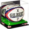 Better Display Cases Acrylic Rugby Ball Display Case with Mirror, Wall Mount, Pink Risers and Turf Base (A004-PNR) view 1