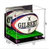 Better Display Cases Acrylic Rugby Ball Display Case with Mirror, Wall Mount, Purple Risers and Turf Base (A004-PR) view 2