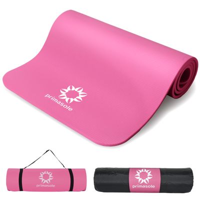 Primasole Thick Yoga Mat, 1/2-Inch Extra Thick NBR Mat with Enhanced Stability - Textured Design, Lightweight Mat with Carrying Strap & Case for Yoga, Pilates, Gym & Home Use (Multiple Colors)