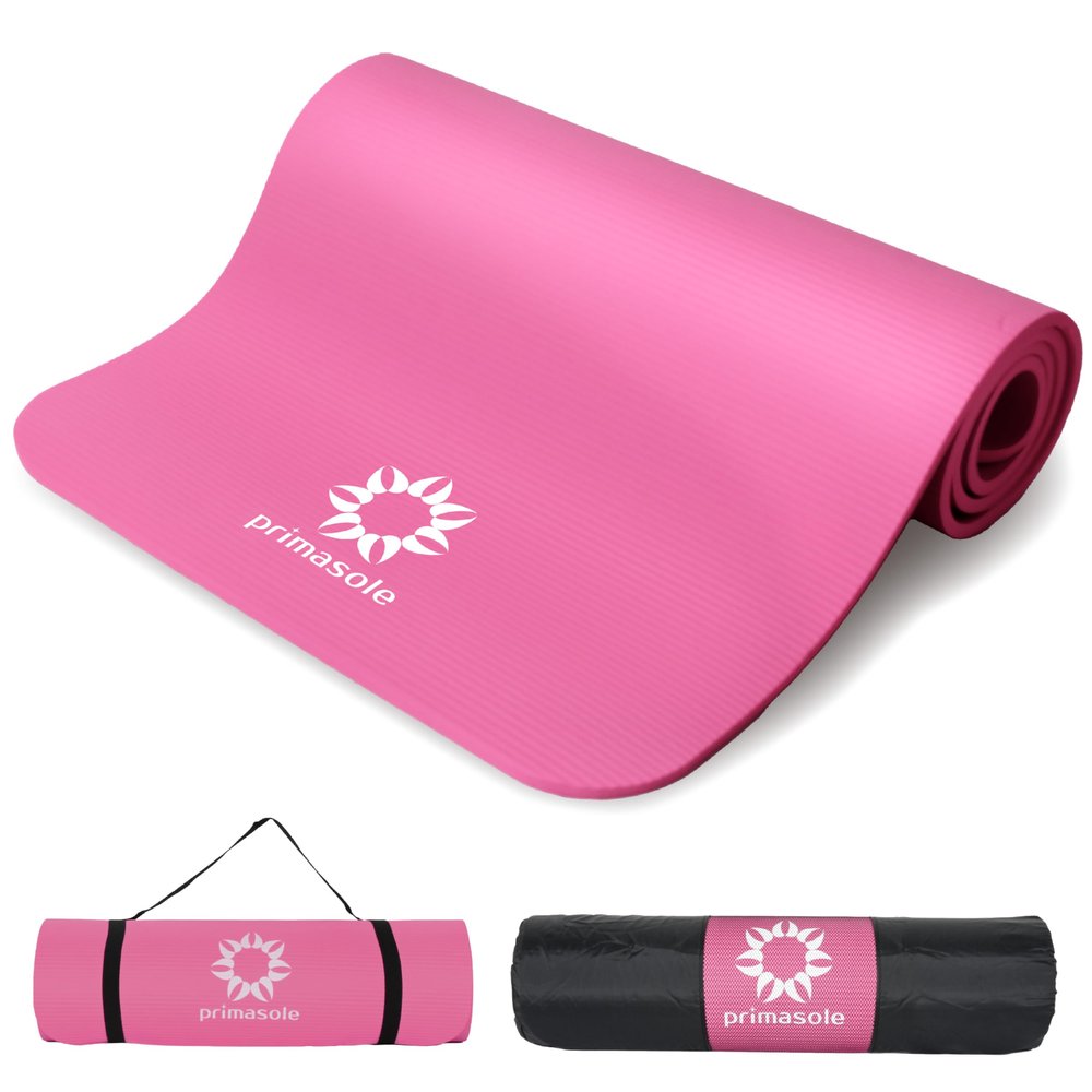 Primasole Thick Yoga Mat, 1/2-Inch Extra Thick NBR Mat with Enhanced Stability - Textured Design, Lightweight Mat with Carrying Strap & Case for Yoga, Pilates, Gym & Home Use (Multiple Colors)