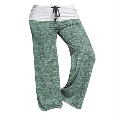 Andongnywell Women Pants High Waist Elastic Loose Wide Leg Trousers Dancing Yoga Pants (Green,Medium)