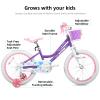 JOYSTAR 18 Inch Girls Bike for 5-9 Years Old Kids Bike for Ages 5-8 Years Girls with Training Wheels and Basket Children Bikes Bicycle with Handbrake in Purple view 2