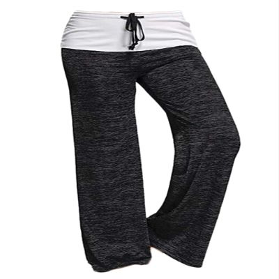 Andongnywell Women Comfy Palazzo Pants Casual High Waist Drawstring Wide Leg Trousers (Black,Large)