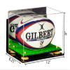 Better Display Cases Acrylic Rugby Ball Display Case with Mirror, Wall Mount, Yellow Risers and Turf Base (A004-YR) view 2