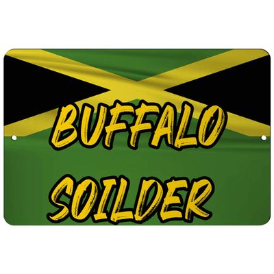 Makoroni - Buffalo Soilder Jamaican Flag 12x18 inc Aluminum Decorative Wall Street Sign
