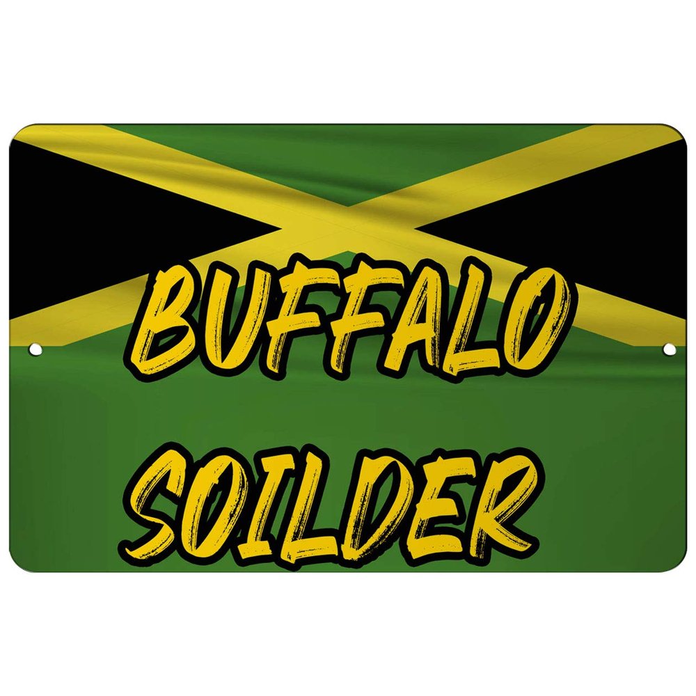 Makoroni - Buffalo Soilder Jamaican Flag 12x18 inc Aluminum Decorative Wall Street Sign