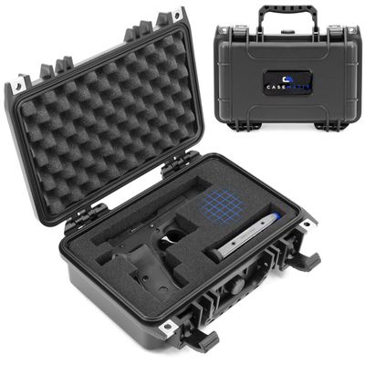 CASEMATIX Hard Gun Case for Pistols TSA Approved Waterproof & Shockproof Handgun Case for 9mm, Compact Pistols, and Accessories Secure Travel Carrying Case with Foam Protection