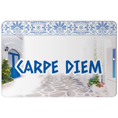 Makoroni - Carpe Diem Greece 12x18 inc Aluminum Decorative Wall Street Sign
