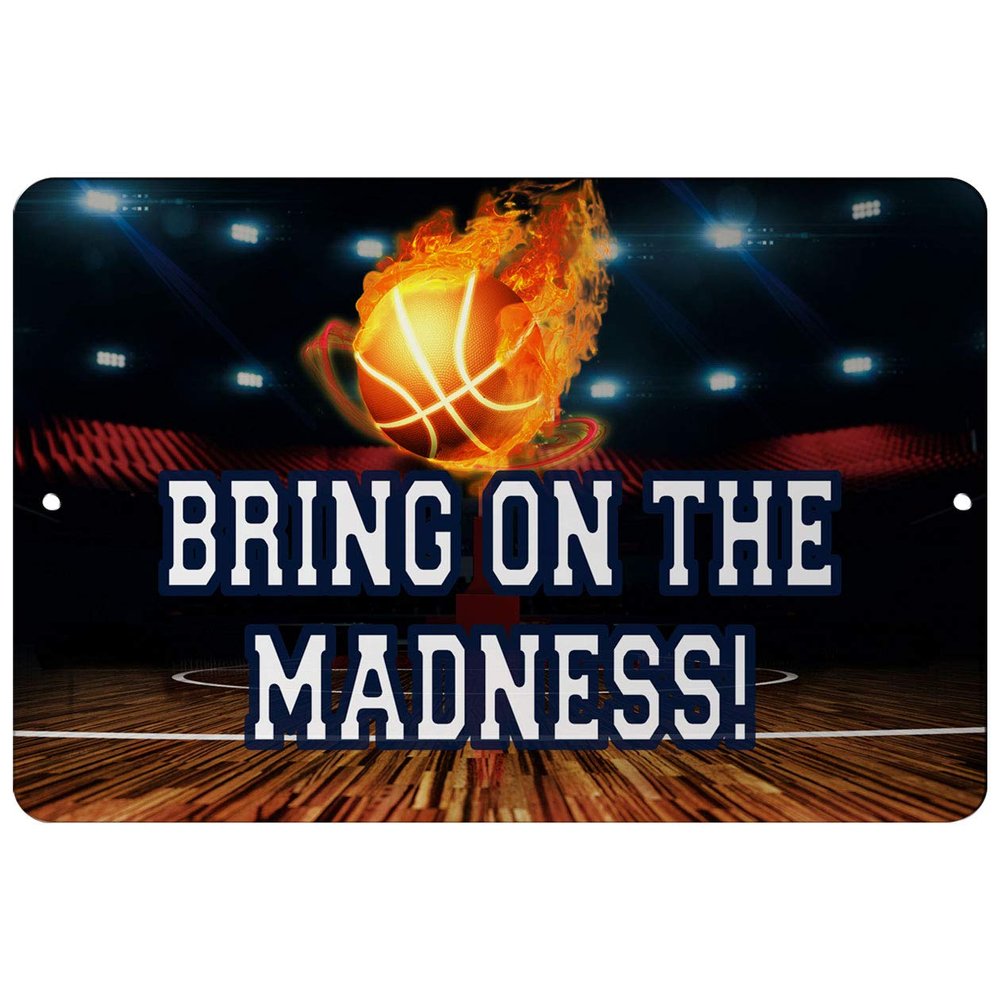 Makoroni - Bring ON The Madness! Basketball Sports 12x18 inc Aluminum Decorative Wall Street Sign