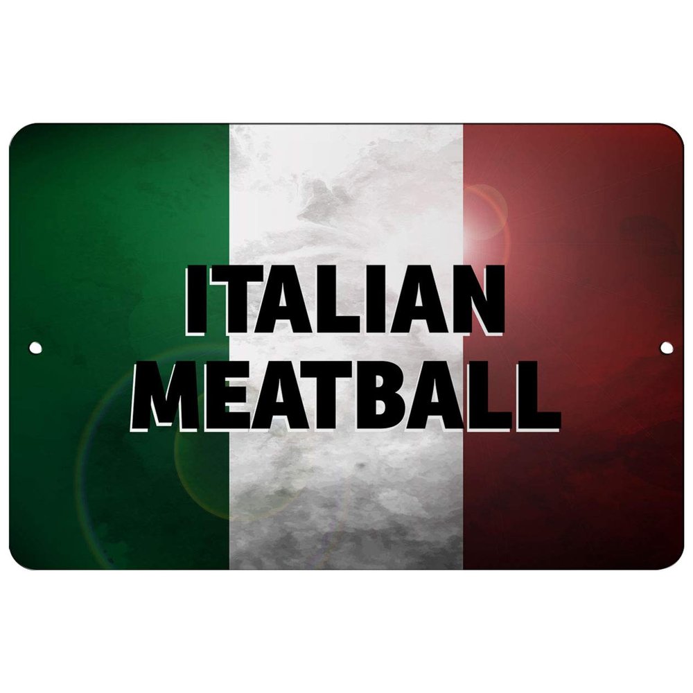 Makoroni - Italian Meatball Italian Flag Design 12x18 inc Aluminum Decorative Wall Street Sign